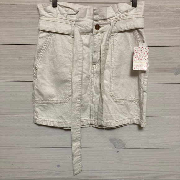 Free People High Waist Paperbag Mini linen blend Skirt size 6 - Picture 8 of 15